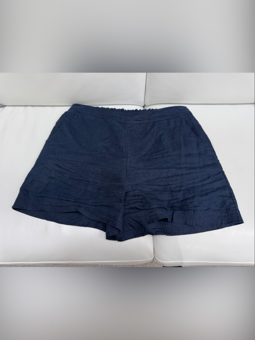 The White Company Navy Blue Linen Blend Shorts